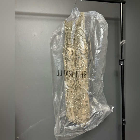 SHERRI HILL 53171 Gold Embellished Open-Back Dress - Picture 10 of 11